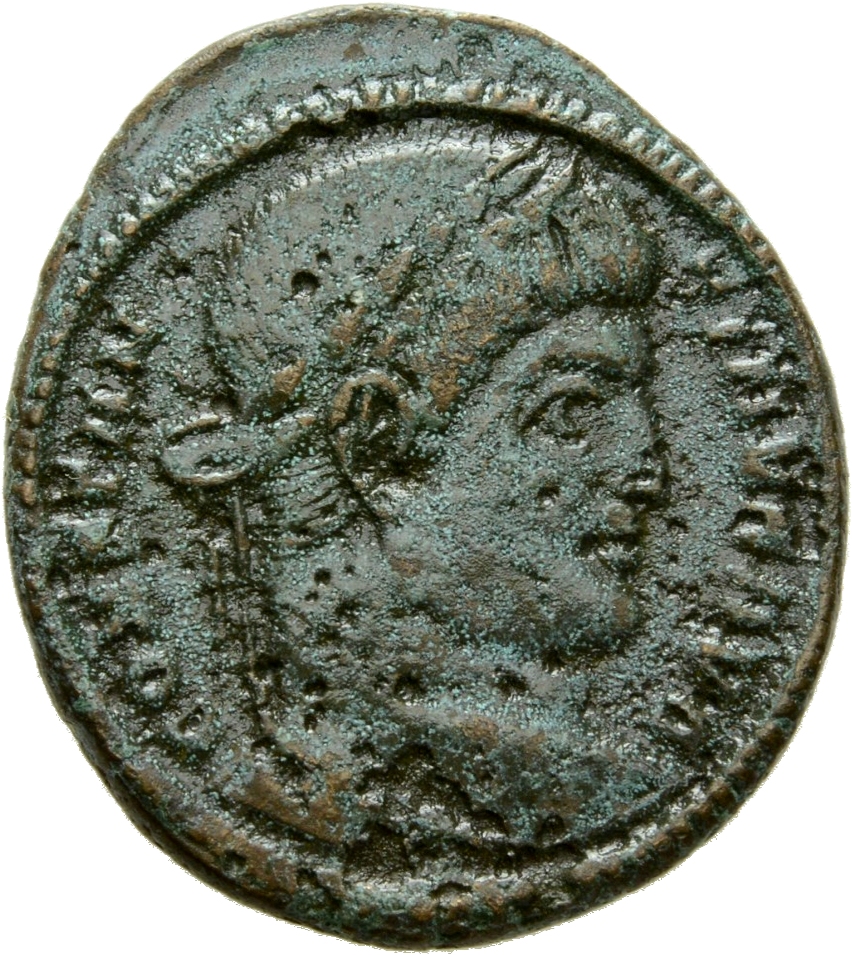 RIC VII Treveri 449 Constantine I obverse, Head of Constantine I, laureate, right