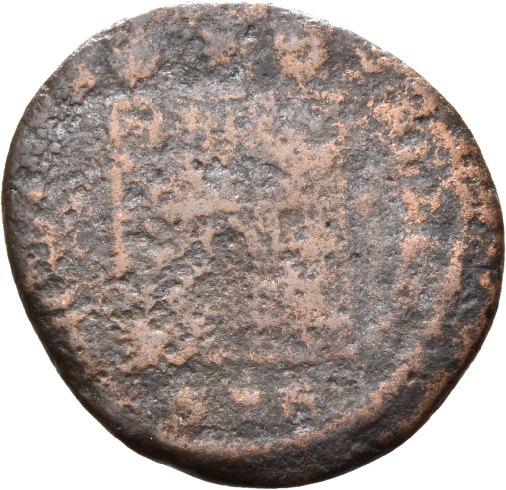 Constantine I reverse — Camp gate with two turrets, without doors; star above