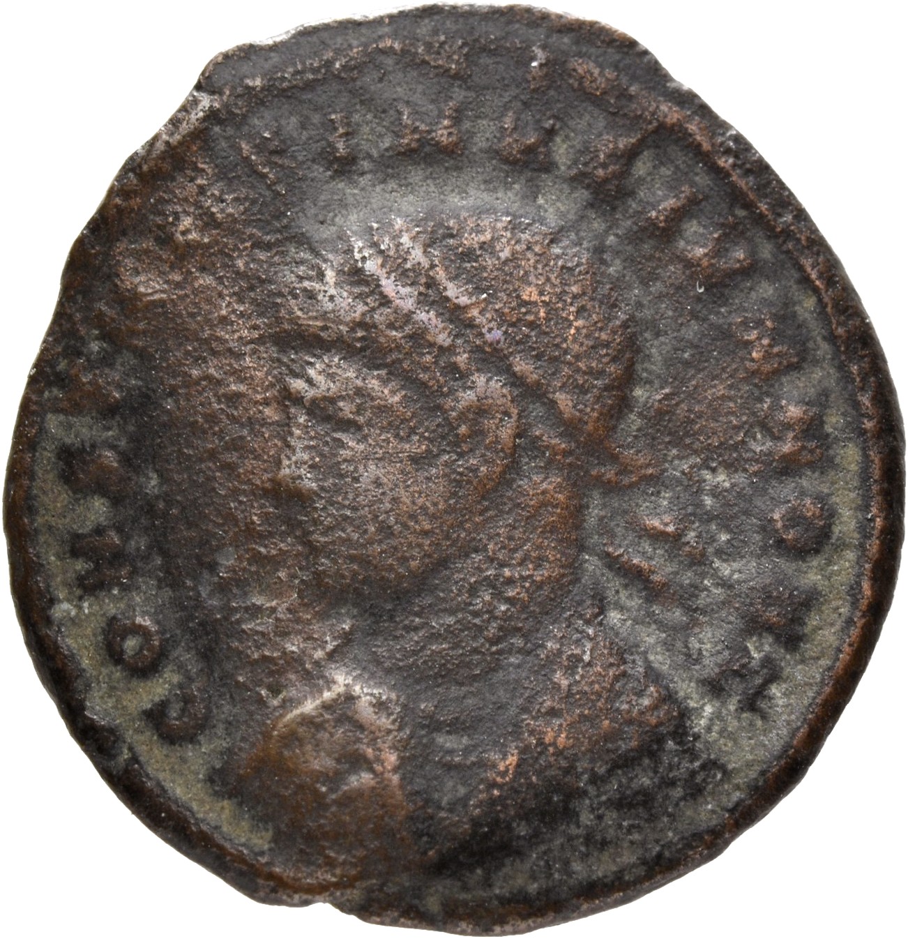 RIC VII Treveri 455 Constantine I obverse, Bust of Constantine II, laureate, draped, cuirassed, left