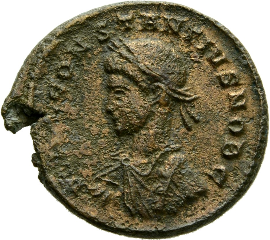 RIC VII Treveri 456 Constantine I obverse, Bust of Constantius II, laureate, draped, cuirassed, left