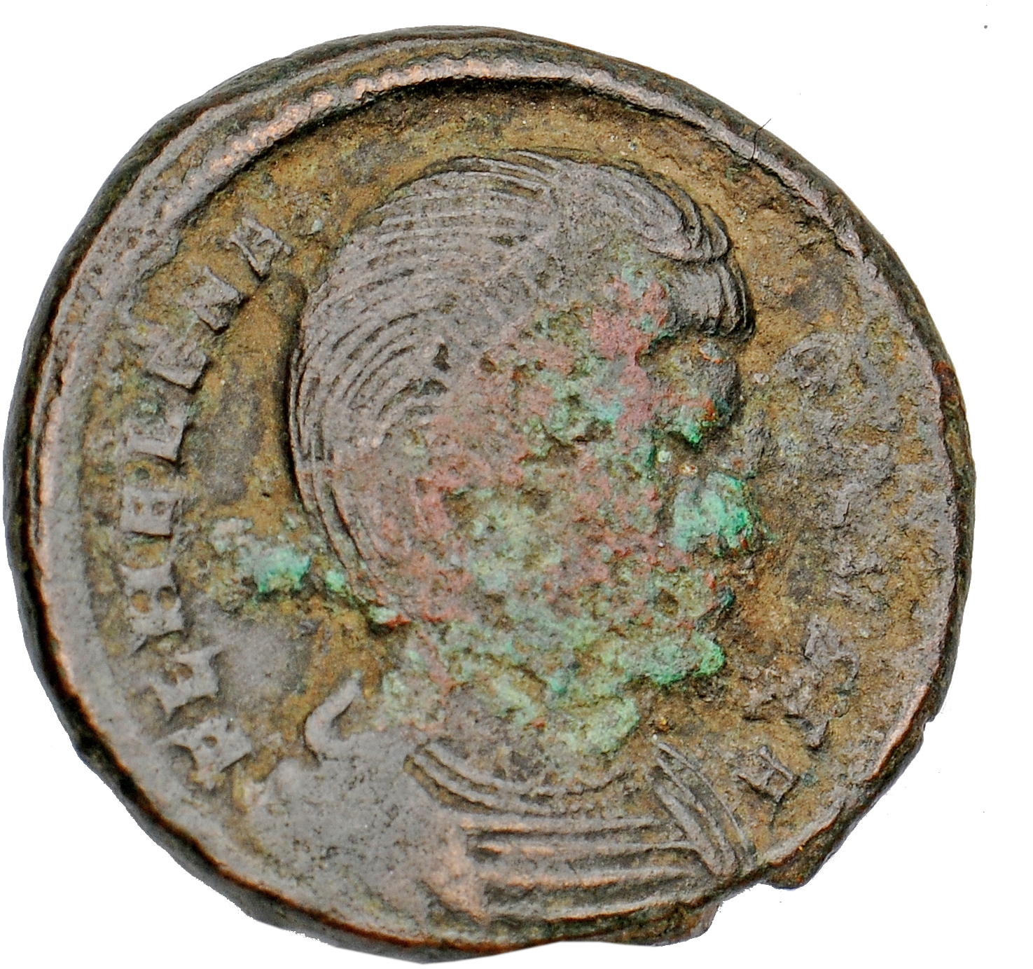 RIC VII Treveri 458 Constantine I obverse, Bust of Helena, wearing necklace and mantle, right