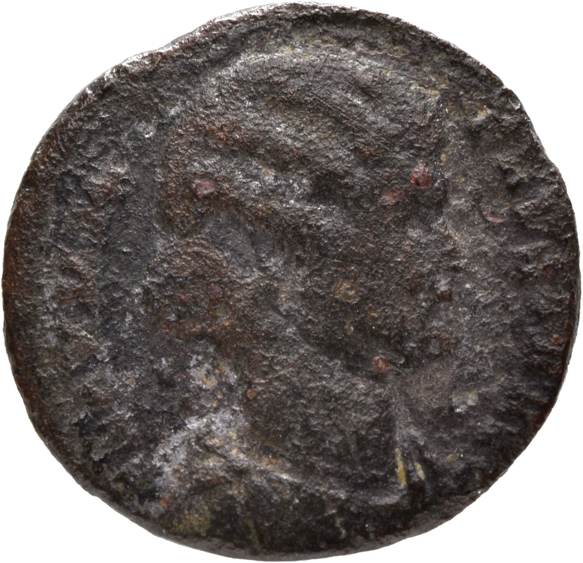 RIC VII Treveri 460 Constantine I obverse, Bust of Fausta, waved hair, mantled, right