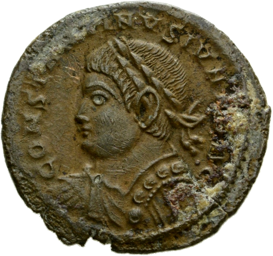 RIC VII Treveri 479 Constantine I obverse, Bust of Constantine II, laureate, draped, cuirassed, left