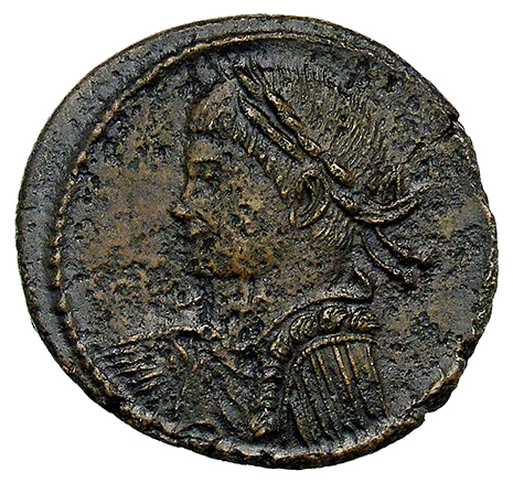 RIC VII Treveri 489 Constantine I obverse, Bust of Constantine II, laureate, draped, cuirassed, left