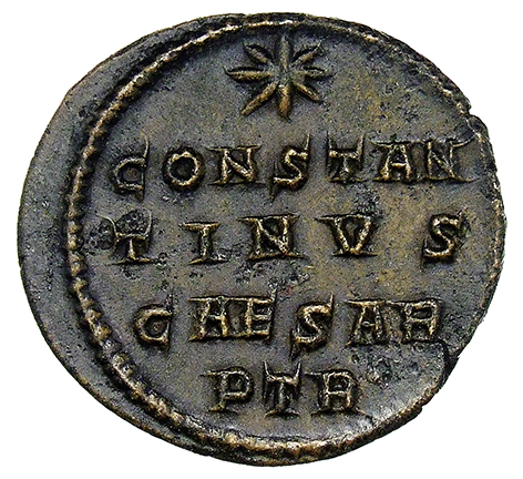 RIC VII Treveri 489 Constantine I reverse, CONSTAN/TINVS/CAESAR, star above