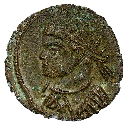 RIC VII Treveri 490 Constantine I obverse, Bust of Constantius II, laureate, draped, cuirassed, left