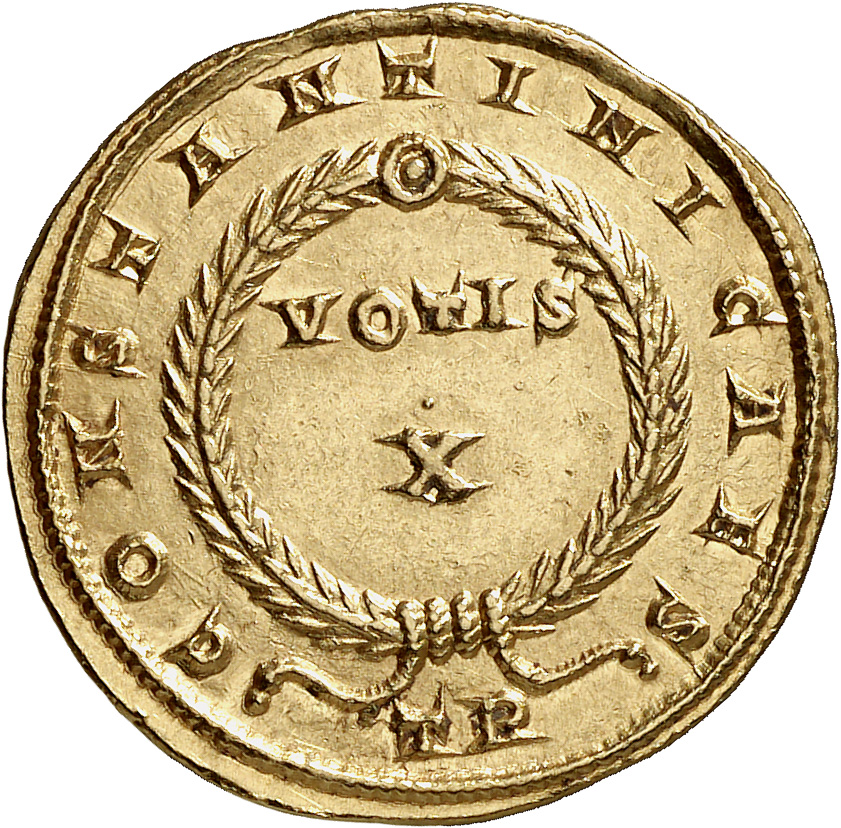 Constantine I reverse — VOTIS/X within a wreath