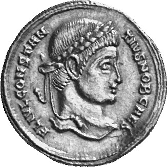 RIC VII Treveri 501 Constantine I obverse, Head of Constantius II, laureate, right