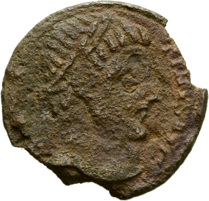 RIC VII Treveri 509 Constantine I obverse, Head of Constantine II, laureate, right