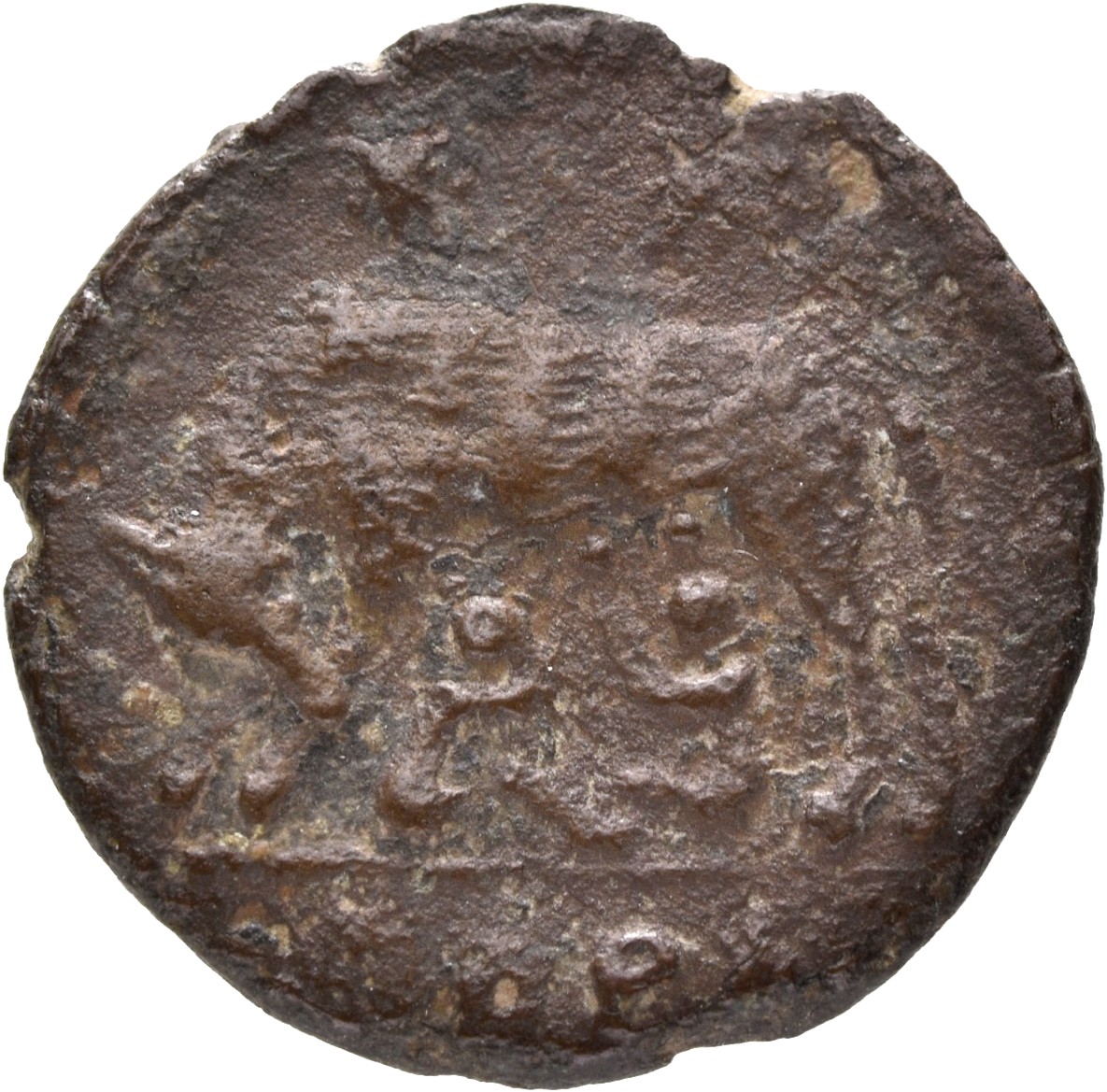 RIC VII Treveri 547 Constantine I reverse, She-wolf, standing left, suckling twins; above, two stars