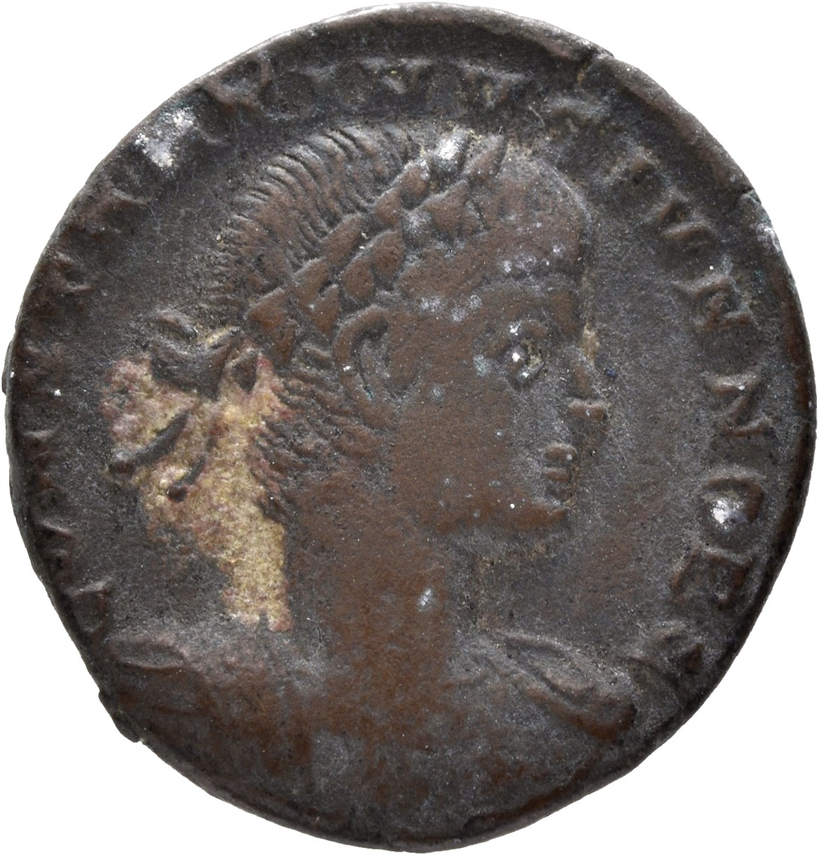 RIC VII Treveri 550 Constantine I obverse, Bust of Constantine II, laureate, cuirassed, right