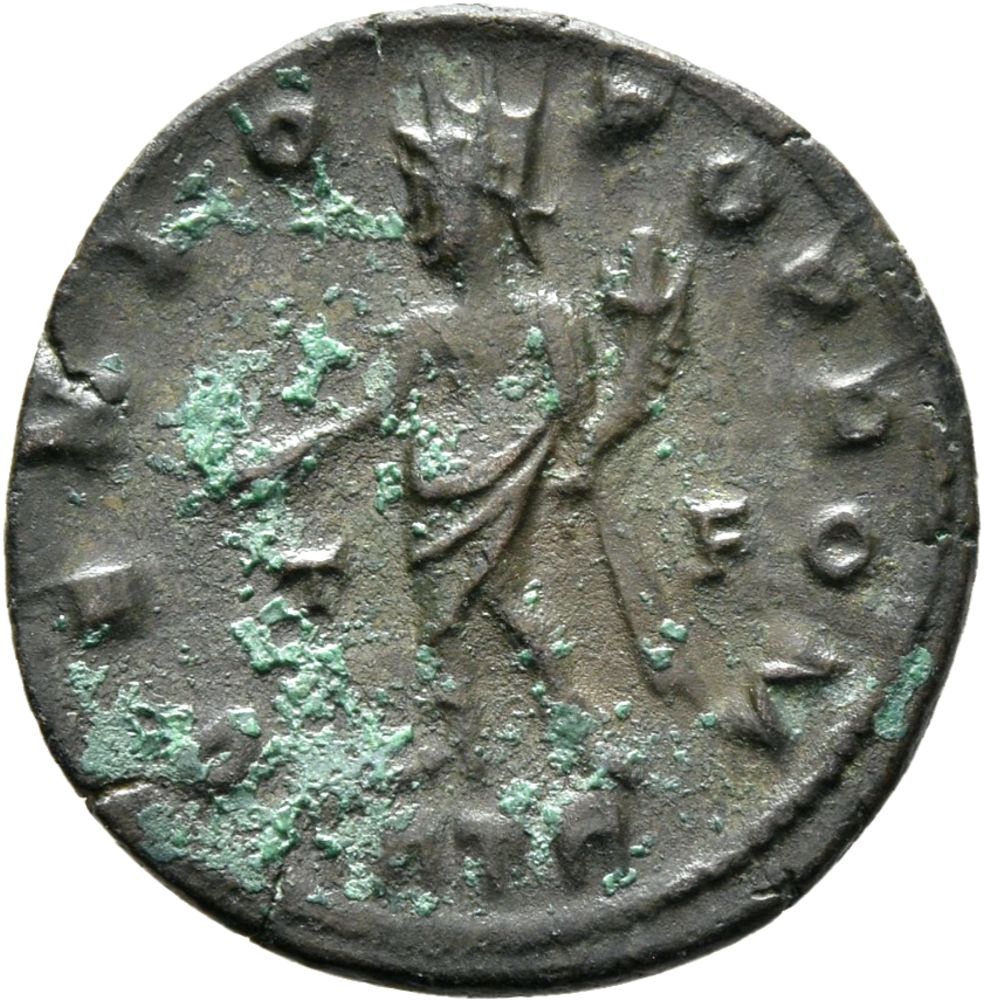 RIC VII Treveri 57 Constantine I reverse, Genius, turreted, draped with himation, standing left, holding patera in right h...