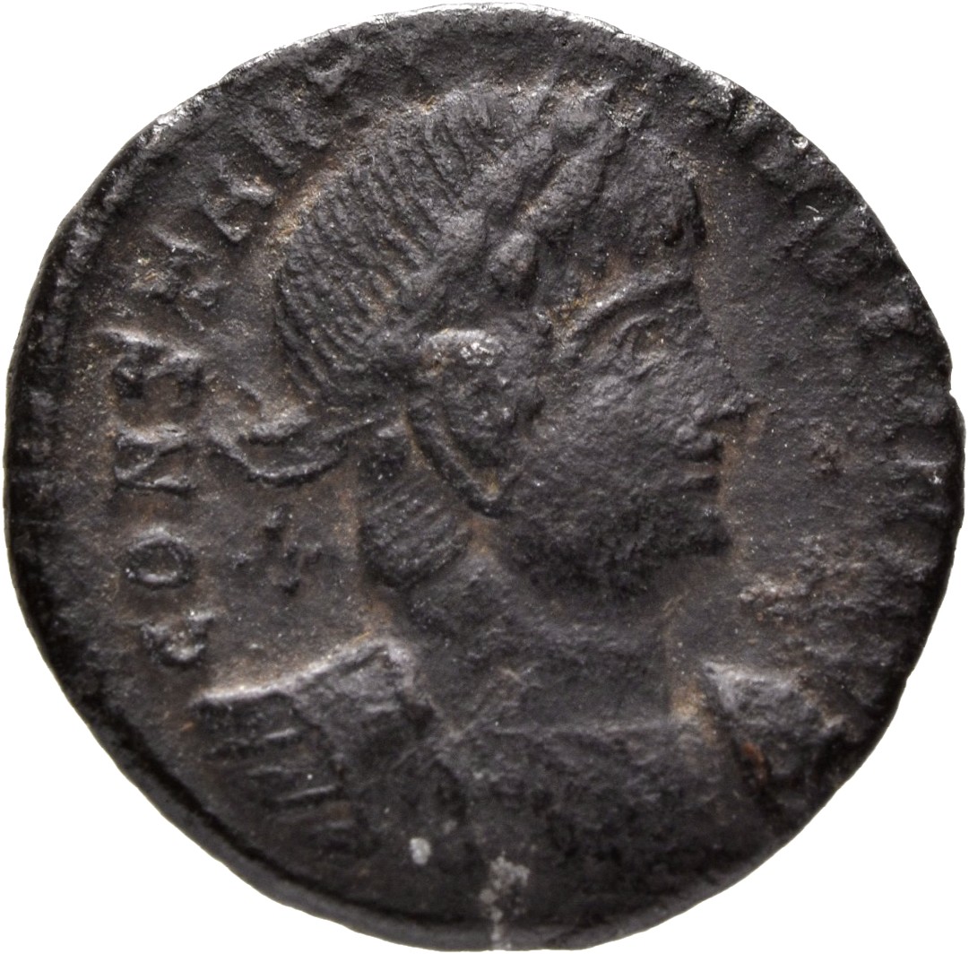 RIC VII Treveri 591 Constantine I obverse, Bust of Constantine II, laureate, cuirassed, right