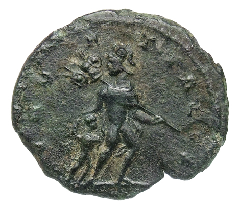 RIC VII Treveri 61 Constantine I reverse, Mars, helmeted, nude, advancing right, head left, chlamys flying, dragging capti...