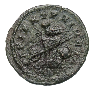 RIC VII Treveri 65 Constantine I reverse, Altar with bird, spear across altar; to left shield; to right, helmet