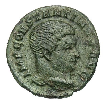 RIC VII Treveri 66 Constantine I obverse, Head of Constantine I, right