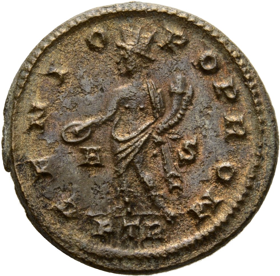 RIC VII Treveri 85 Constantine I reverse, Genius, turreted, draped with himation, standing left, holding patera in right h...