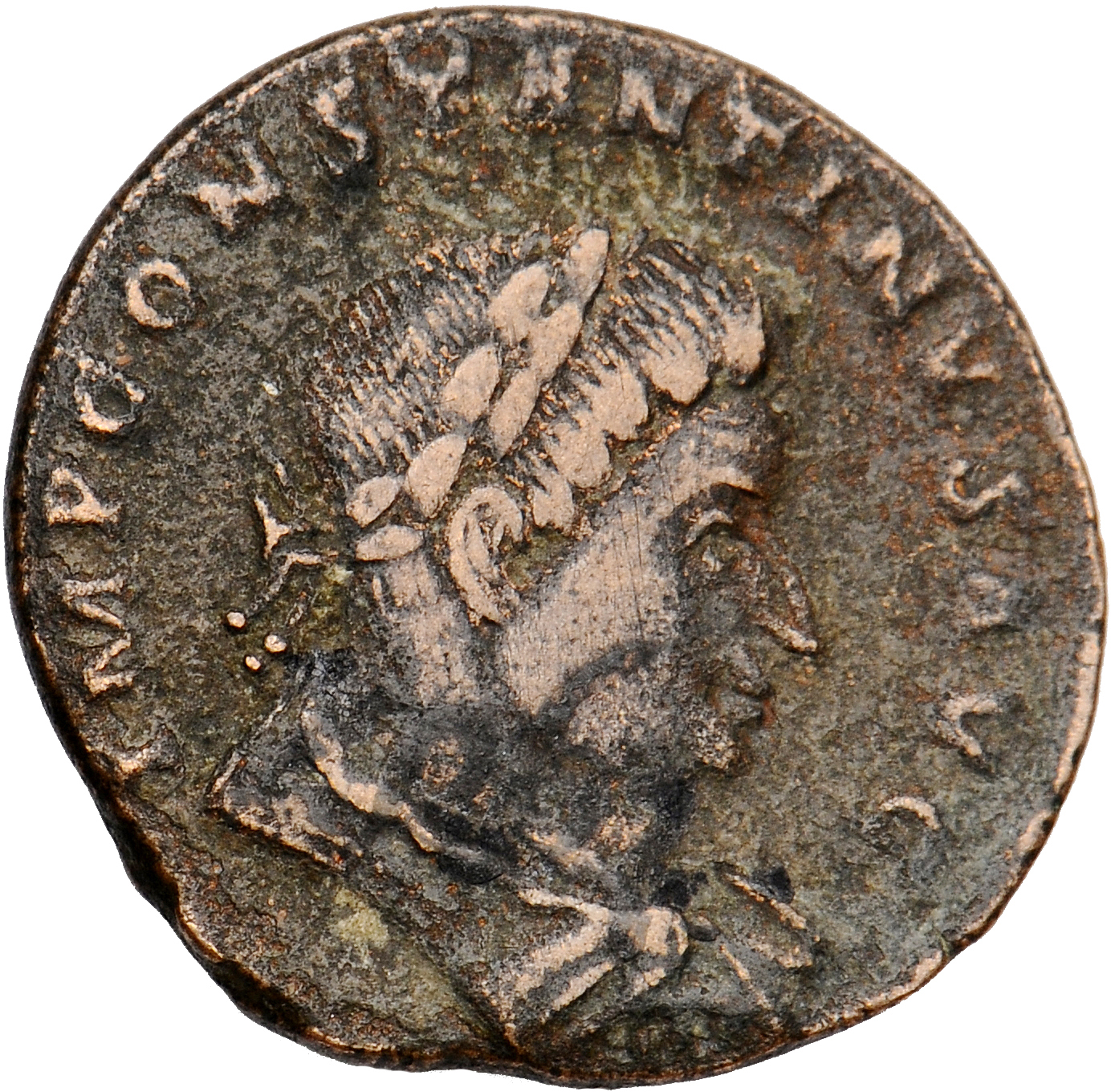 RIC VII Treveri 92 Constantine I obverse, Bust of Constantine I, laureate, draped, cuirassed, right, seen from behind
