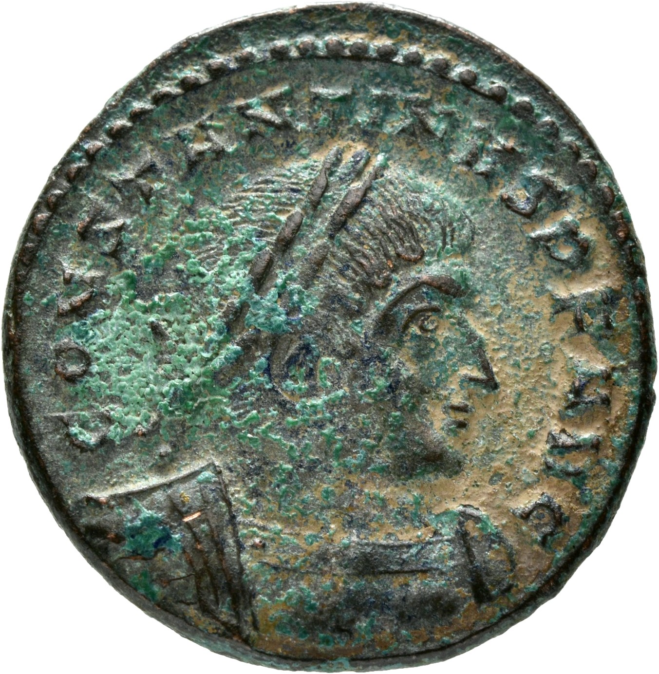 RIC VII Treveri 94 Constantine I obverse, Bust of Constantine I, laureate, draped, cuirassed, right