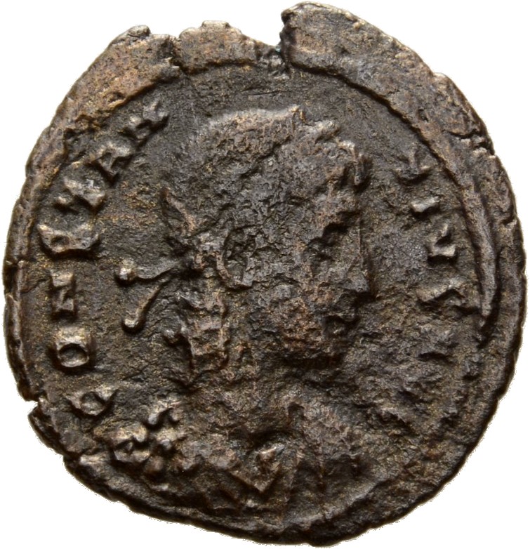 RIC VIII Alexandria 18 Constantius II obverse, Bust of Constantius II, laureate, draped, cuirassed, right