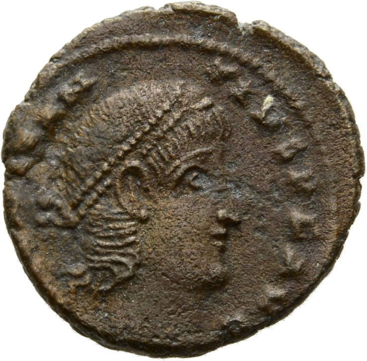 RIC VIII Alexandria 30 Constantius II obverse, Head of Constantius II, pearl-diademed, right