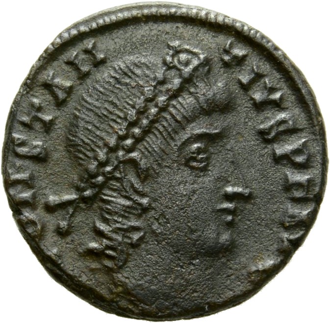 RIC VIII Alexandria 33 Constantius II obverse, Head of Constantius II, pearl-diademed, right
