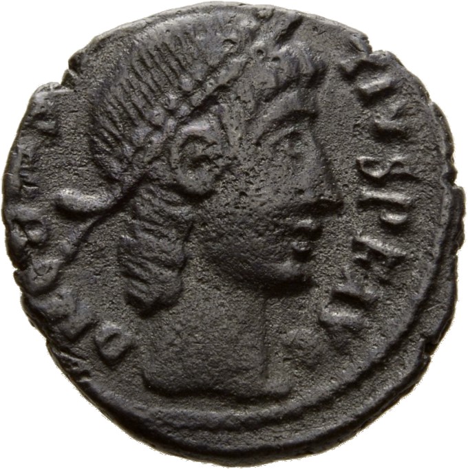 RIC VIII Alexandria 36 Constantius II obverse, Head of Constantius II, pearl-diademed, right