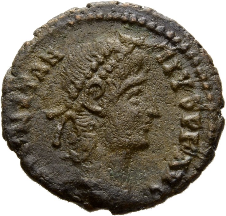 RIC VIII Alexandria 36 Constantius II obverse — Head of Constantius II, pearl-diademed, right