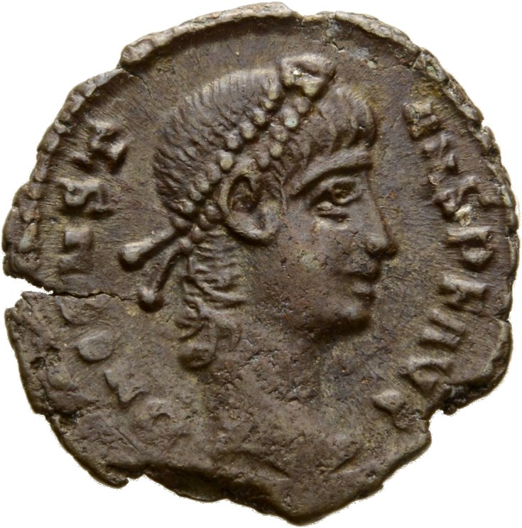 RIC VIII Alexandria 40 Constantius II obverse, Head of Constans, pearl-diademed, right