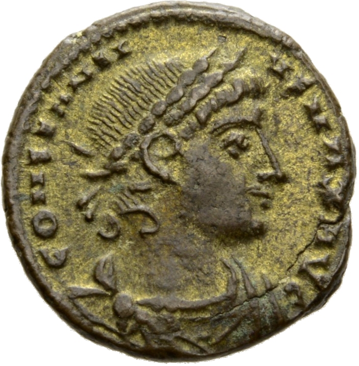 RIC VIII Alexandria 6 Constantius II obverse, Bust of Constantius II, laureate, draped, cuirassed, right