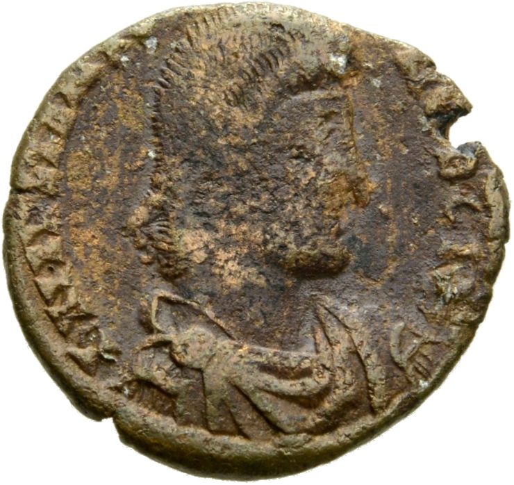RIC VIII Alexandria 85 Constantius II obverse — Bust of Julian, bareheaded, draped, cuirassed, right