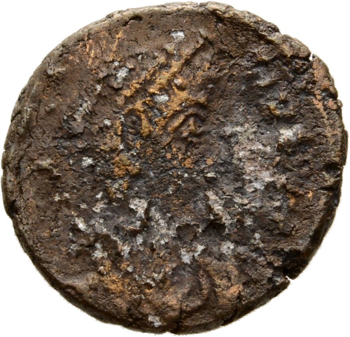 RIC VIII Alexandria 87 Constantius II obverse — Bust of Constantius II, pearl-diademed, draped, cuirassed, right