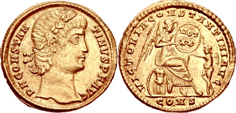 RIC VIII Amiens 3 Magnentius obverse — Bust of Magnentius, bareheaded, draped, cuirassed, right; A behind bust