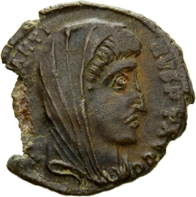 RIC VIII Antioch 112 Constantius II obverse, Bust of Constantine II, veiled, draped, cuirassed, right