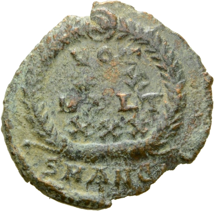 RIC VIII Antioch 113 Constantius II reverse, VOT/XX/MVLT/XXX within a wreath