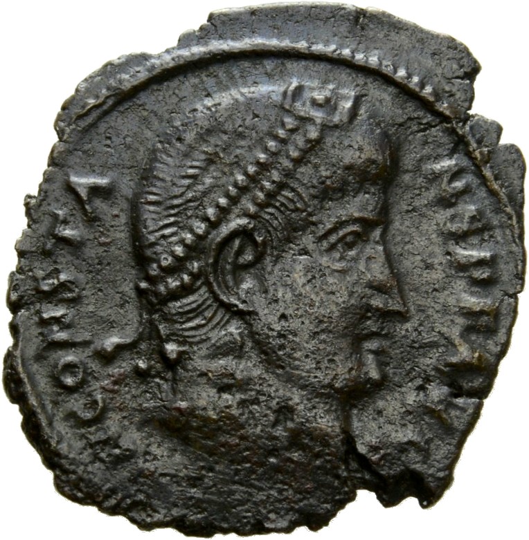 RIC VIII Antioch 116 Constantius II obverse — Head of Constans, pearl-diademed, right