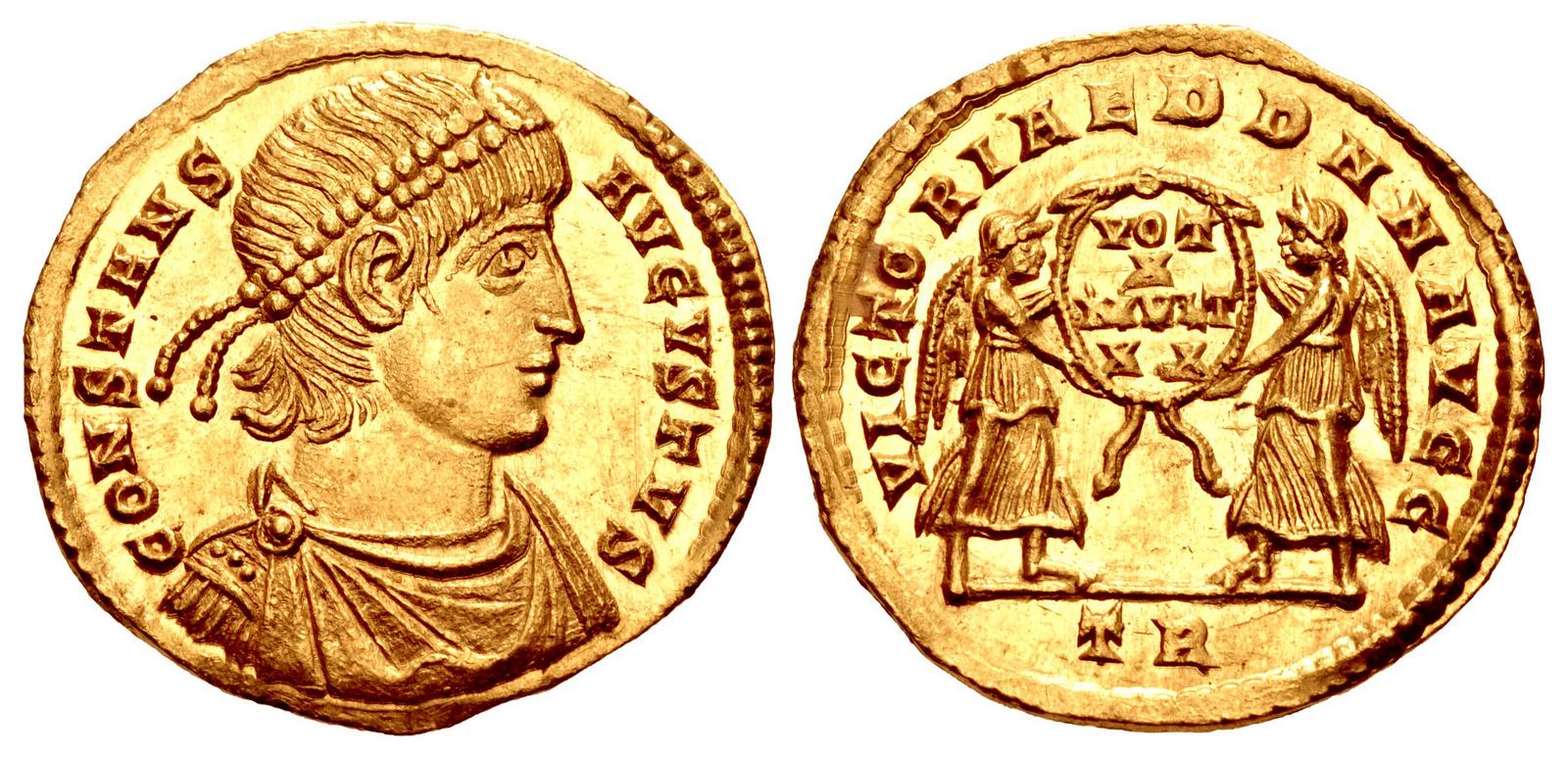 RIC VIII Antioch 135 Constantius II obverse — Bust of Constantius II, pearl-diademed, draped, cuirassed, right