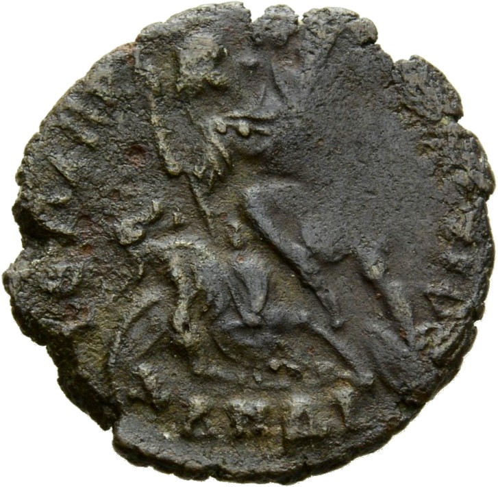 RIC VIII Antioch 156 Constantius II reverse, Soldier, helmeted, draped, cuirassed, advancing left, spearing fallen horsema...