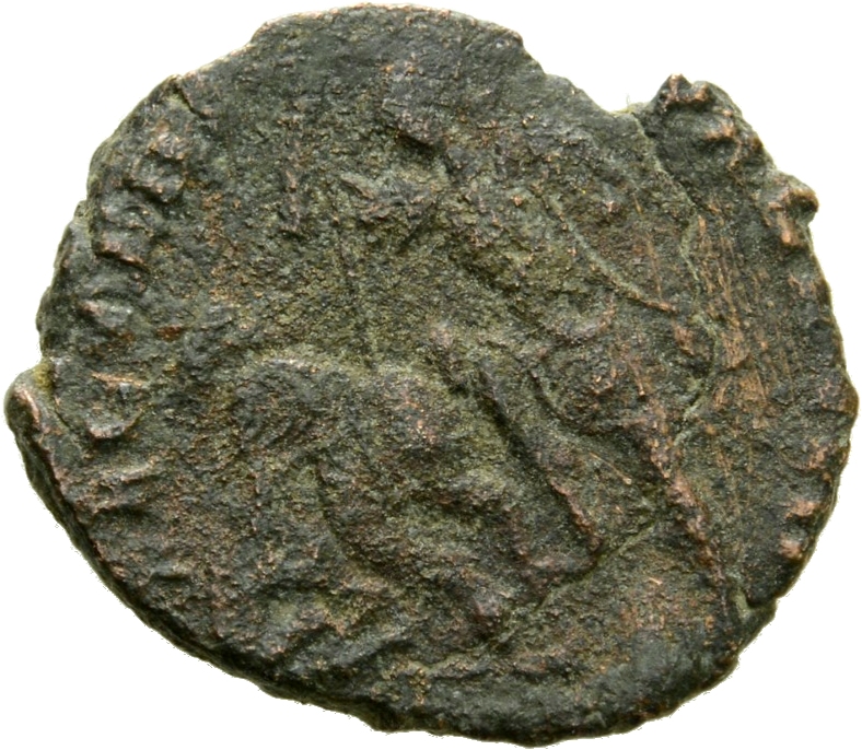 RIC VIII Antioch 188 Constantius II reverse, Soldier, helmeted, draped, cuirassed, advancing left, spearing fallen horsema...