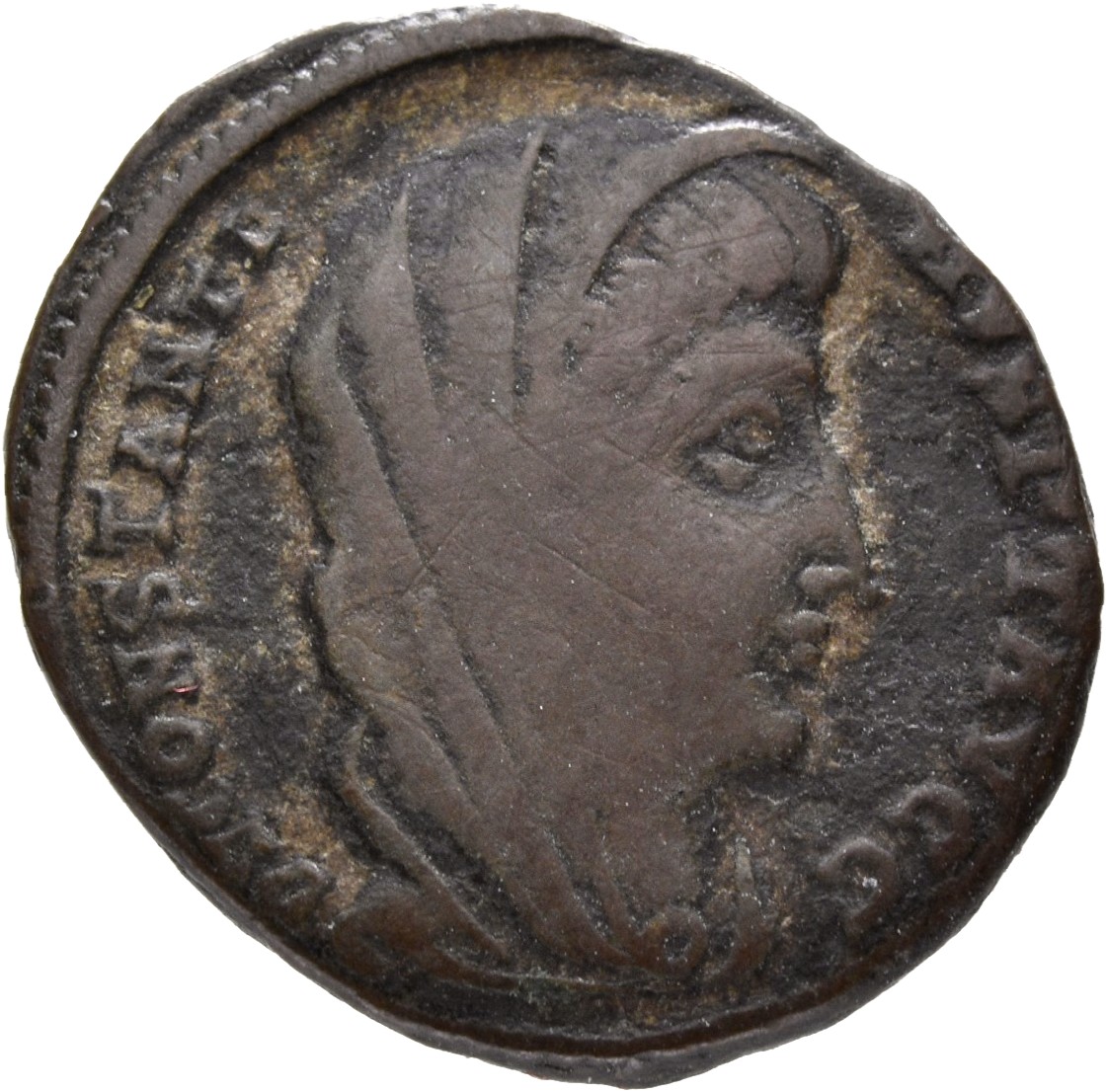 RIC VIII Antioch 37 Constantius II obverse, Bust of Constantine II, veiled, draped, cuirassed, right
