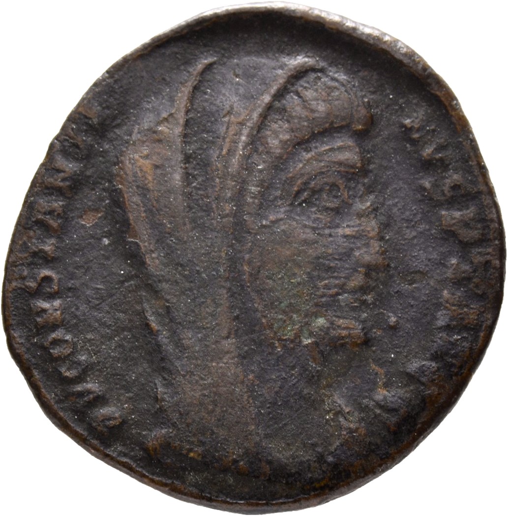RIC VIII Antioch 39 Constantius II obverse, Bust of Constantine II, veiled, draped, cuirassed, right