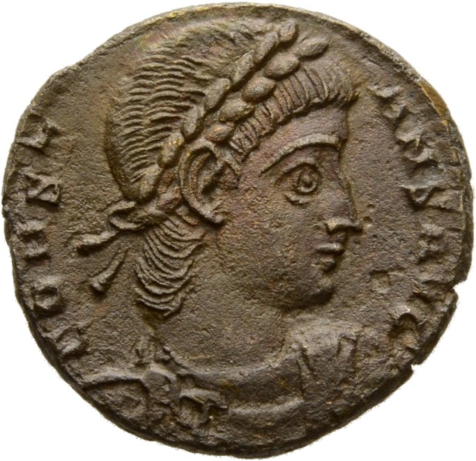 RIC VIII Antioch 47 Constantius II obverse, Bust of Constans, laureate, draped, cuirassed, right