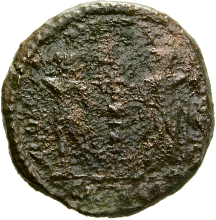 RIC VIII Antioch 49 Constantius II reverse, Two soldiers, helmeted, draped, cuirassed, facing front, heads toward each oth...