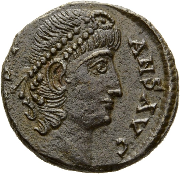 RIC VIII Antioch 55 Constantius II obverse, Head of Constans, pearl-diademed, right