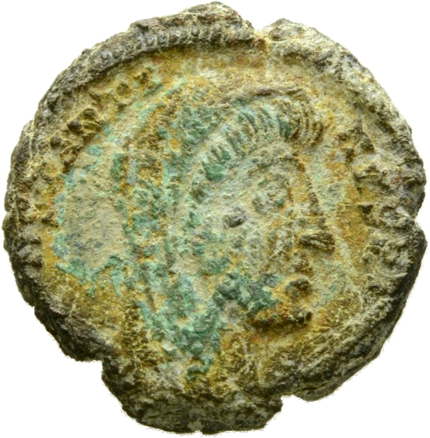 RIC VIII Antioch 64 Constantius II obverse, Bust of Constantine II, veiled, draped, cuirassed, right