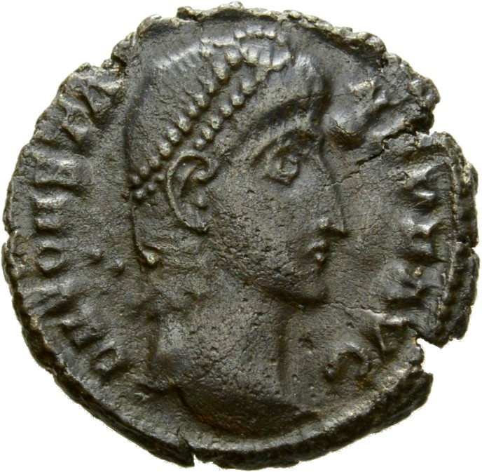 RIC VIII Antioch 66 Constantius II obverse, Head of Constans, pearl-diademed, right