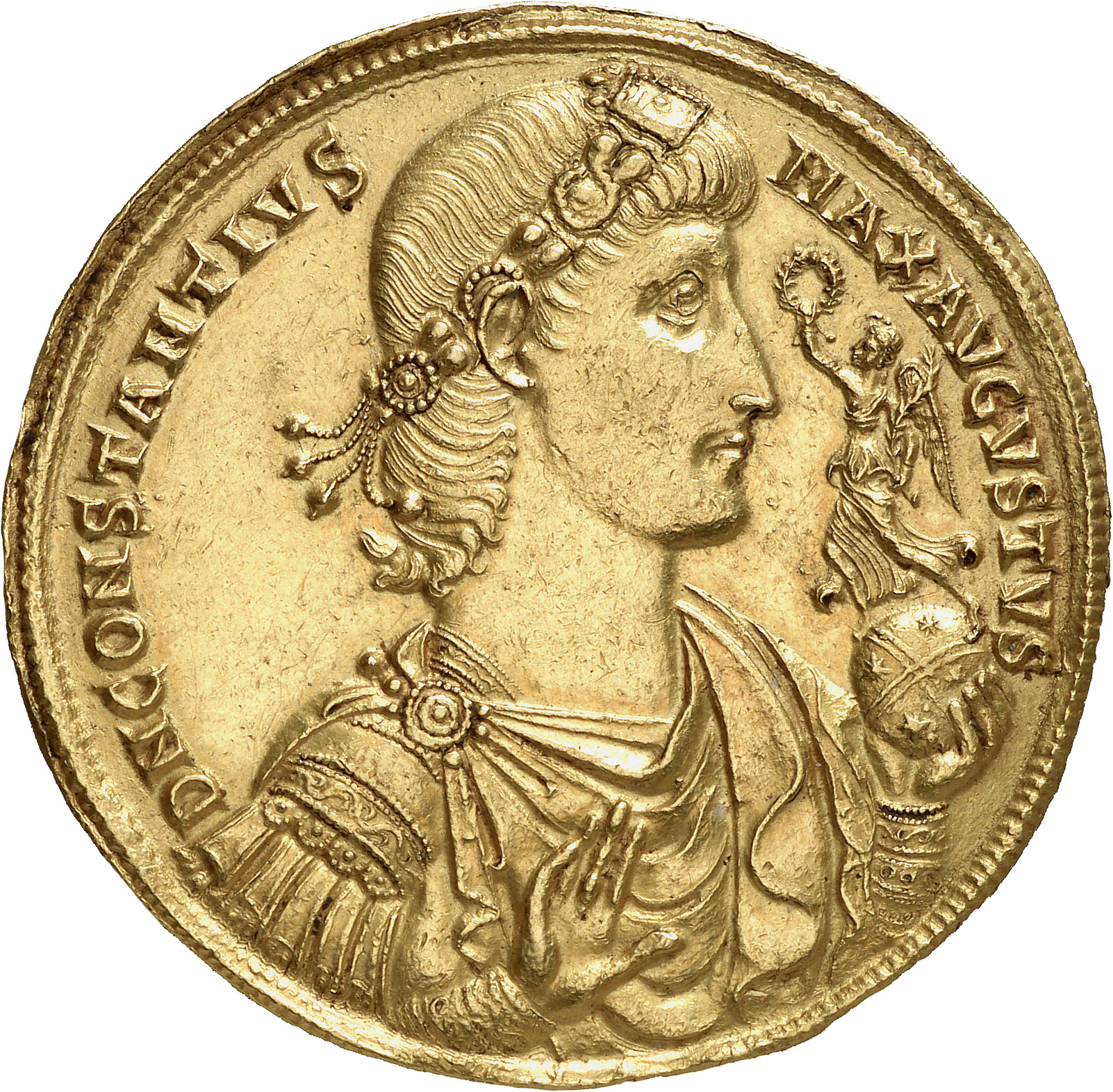 RIC VIII Antioch 68 Constantius II obverse, Bust of Constantius II, laureate, rosette-diademed, draped, cuirassed, right, ...