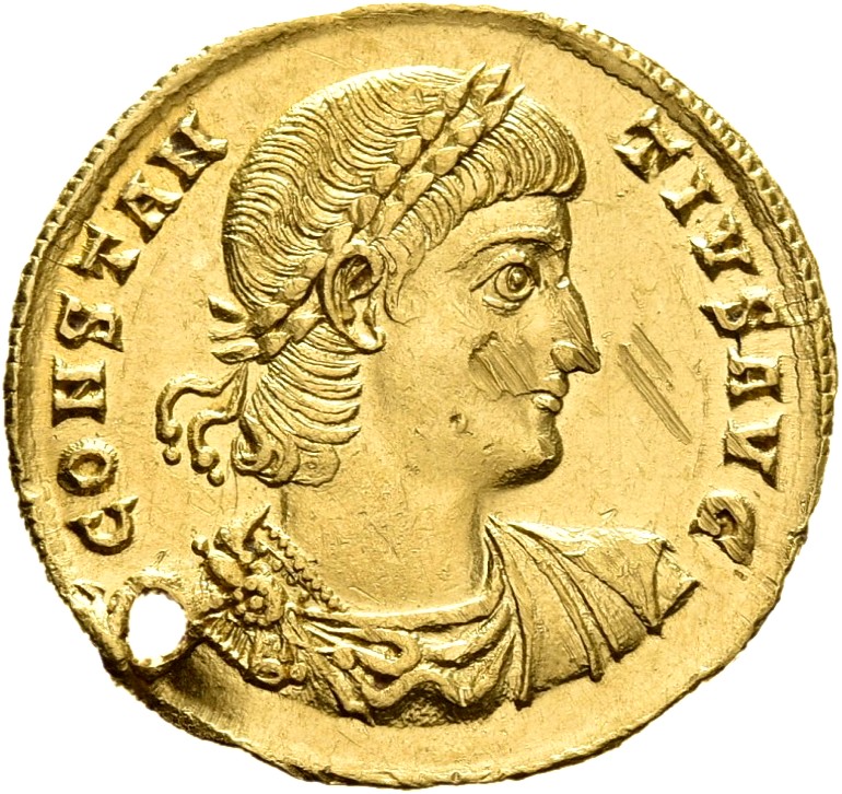 RIC VIII Antioch 7 Constantius II obverse, Bust of Constantius II, laureate, draped, cuirassed, right