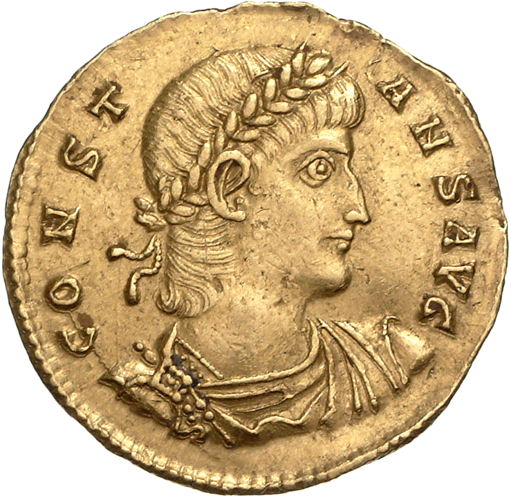 RIC VIII Antioch 8 Constantius II obverse, Bust of Constans, laureate, draped, cuirassed, right
