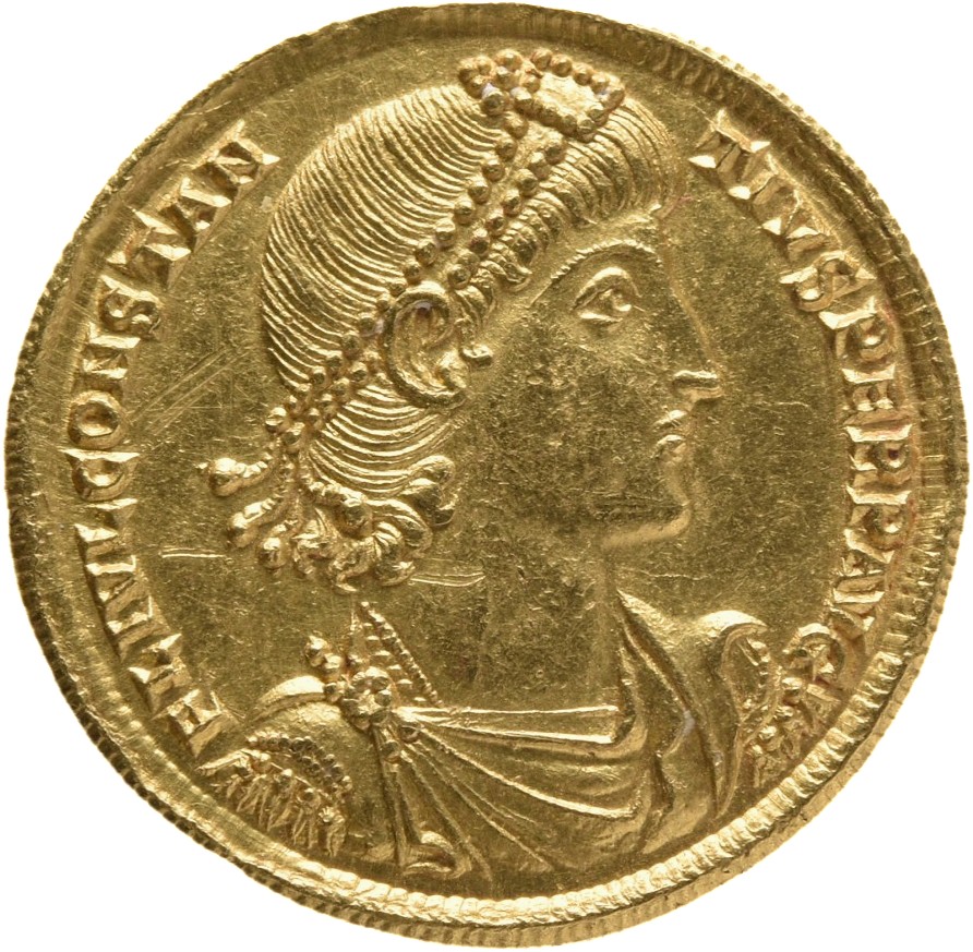 RIC VIII Antioch 81 Constantius II obverse, Bust of Constantius II, pearl-diademed, draped, cuirassed, right